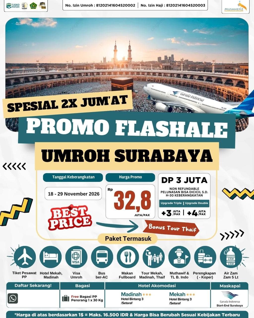PROMO UMROH START END SURABAYA MASKAPAI GARUDA INDONESIA