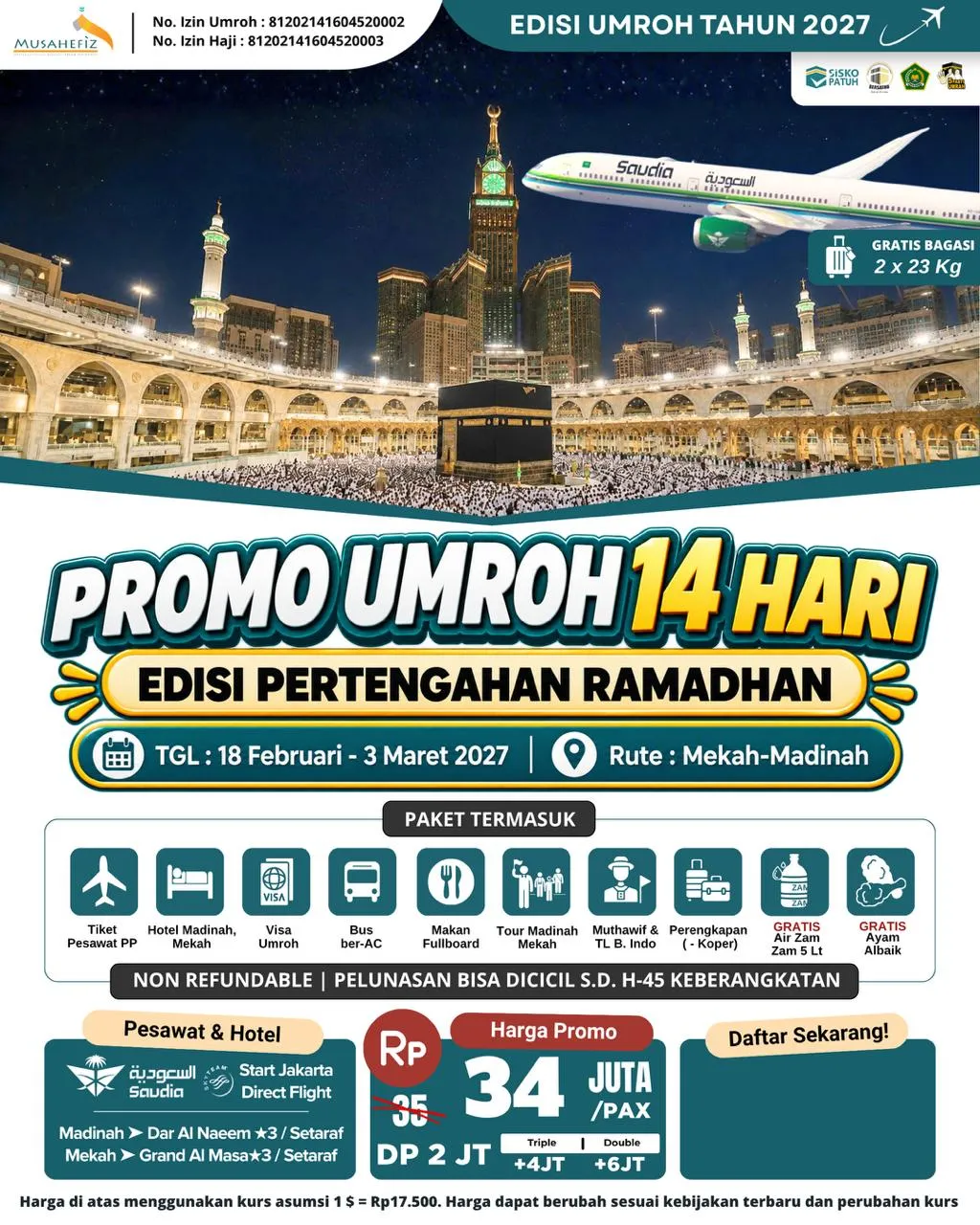 PROMO UMROH 18 FEBRUARI 2027 EDISI PERTENGAHAN RAMADHAN 14 HARI