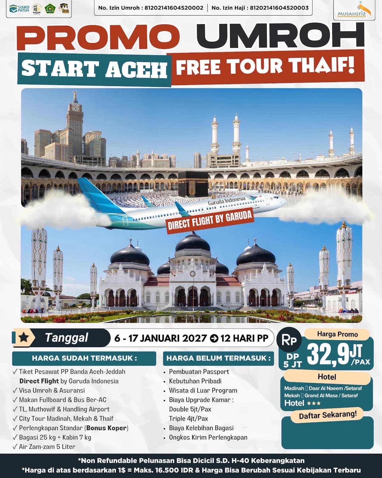 Umroh Hemat Start Aceh 6 Januari 2027