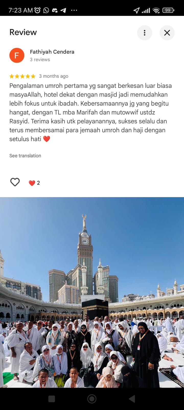 Screenshot Ulasan Google Maps dari Fathiyah Cendera